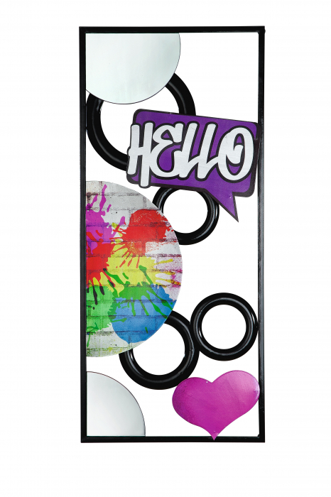 Set 2 decoratiuni de perete Street Art, Metal/Oglinda/Sticla, Multicolor, 40x90x2.5 cm [3]