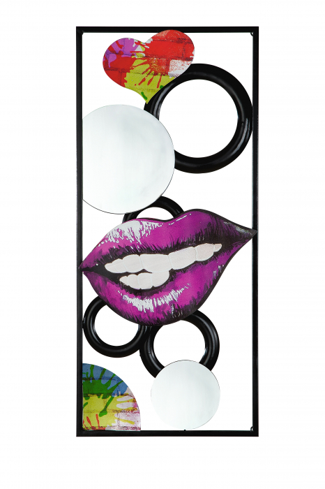 Set 2 decoratiuni de perete Street Art, Metal/Oglinda/Sticla, Multicolor, 40x90x2.5 cm [2]