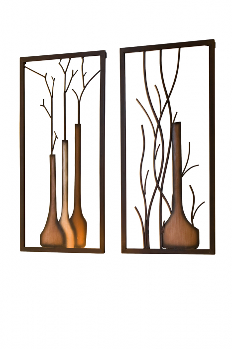 Set 2 decoratiuni de perete VASE ON VASE, metal, 40 x 2 x 80 cm [2]