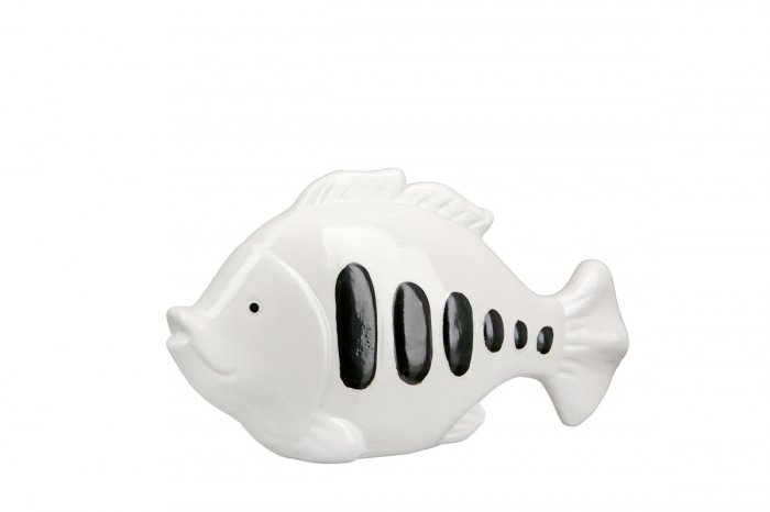 Set 2 decoratiuni Fin Fish, Portelan, Alb, 5.5x23x15 cm [2]
