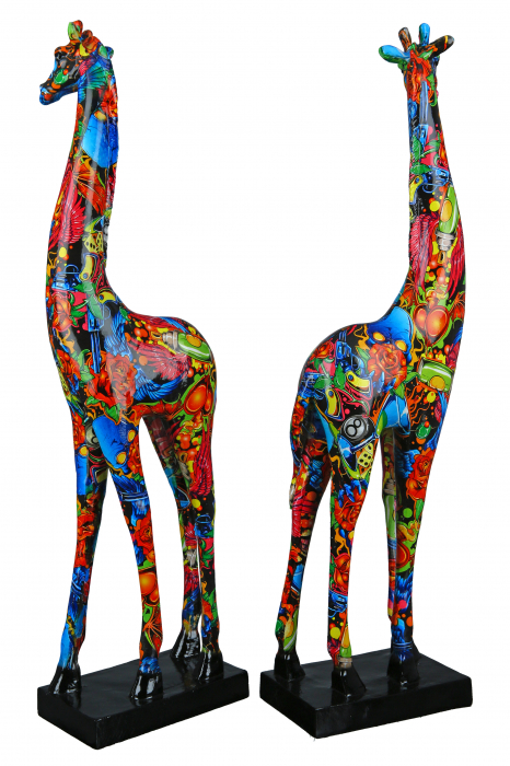 Set 2 decoratiuni Giraffe Art Urban, Rasina, Multicolor, 13.5x48x8.5 cm [2]