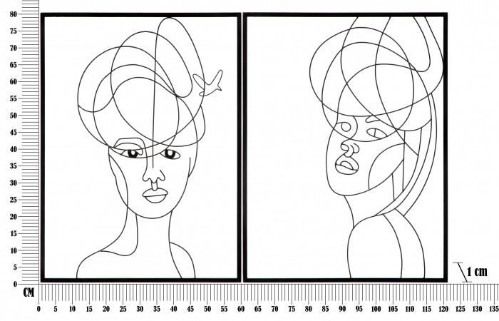 Set 2 decoratiuni pentru perete Woman Simply, Fier, Negru, 80x60x1 cm [7]