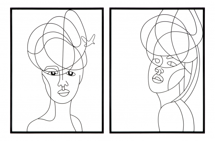 Set 2 decoratiuni pentru perete Woman Simply, Fier, Negru, 80x60x1 cm [2]