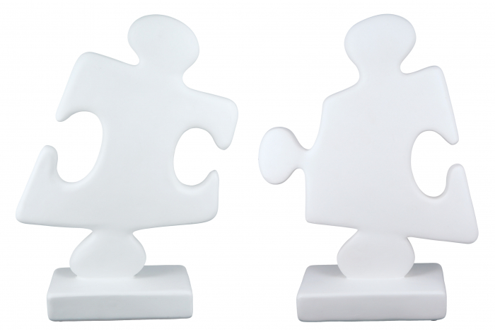 Set 2 decoratiuni Puzzle, Rasina, Alb, 28x38x10.5 cm [2]