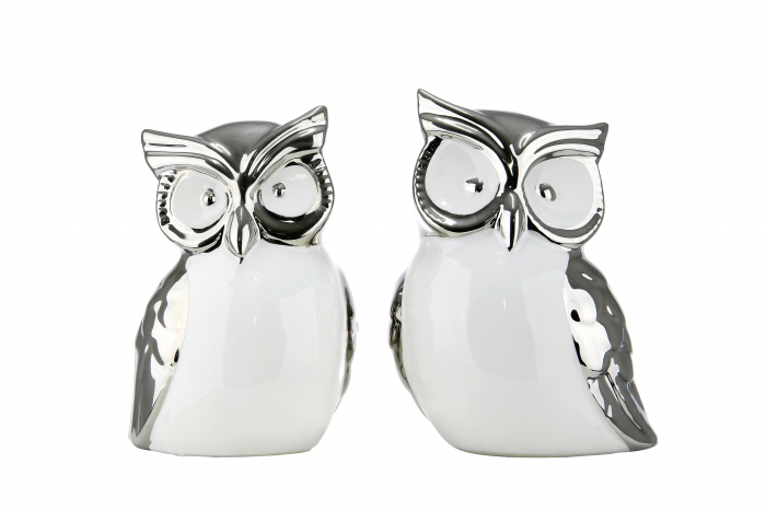 Set 2 figurine Berta, ceramica, alb/argintiu, 11x14x9 cm [2]