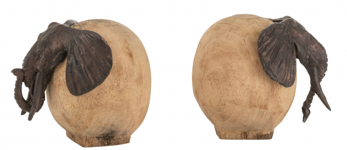 Set 2 figurine Elephant, Lemn, Bronz, 15x19.5x17 cm [2]