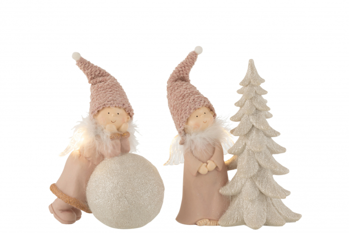 Set 2 figurine inger asortate, Compozit, Roz, 22x22x25 cm [2]