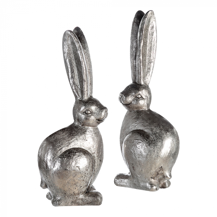 Set 2 figurine Rabbit, compozit, argintiu, 15x19x50 cm [2]