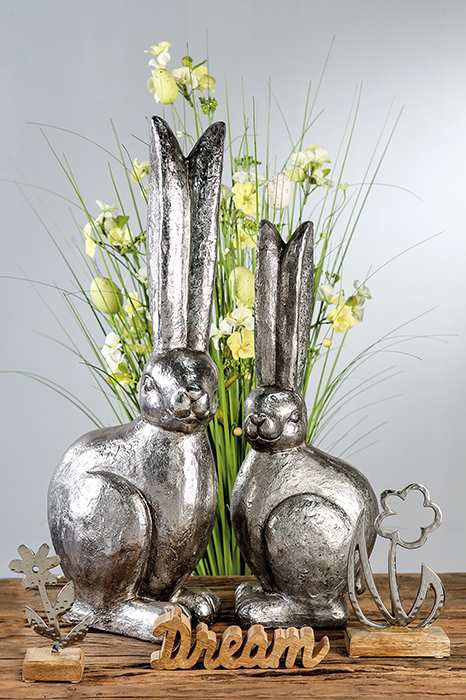 Set 2 figurine Rabbit, compozit, argintiu, 17x23x62 cm [2]