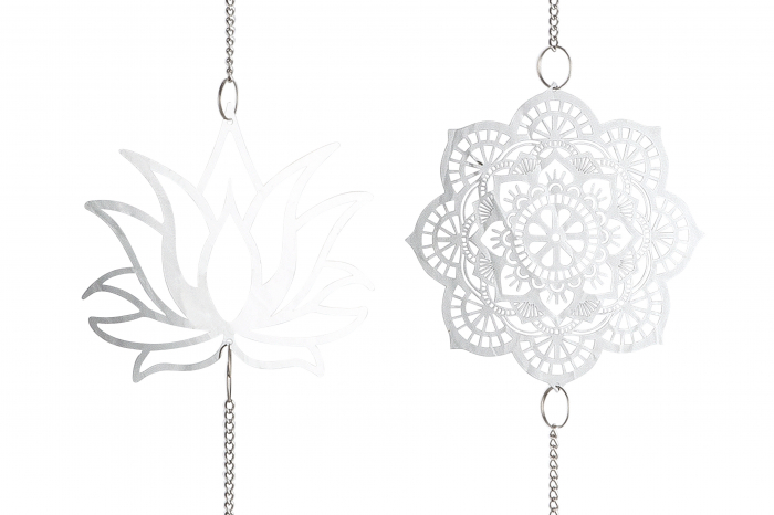 Set 2 ghirlande Buddha, Otel, Argintiu, 10x102x3 cm [2]