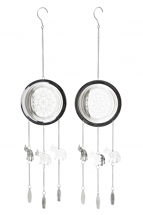 Set 2 ghirlande Dream Catcher Elephant, otel, argintiu, 18x75 cm [2]