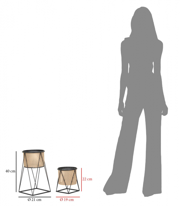 Set 2 ghivece Osaka, Fier, Multicolor, 22x21/19x21/19 cm [3]