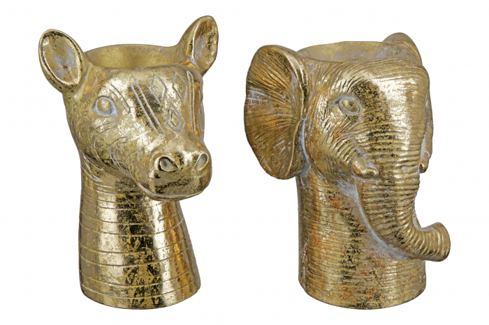 Set 2 ghivece Safari, Ciment, Auriu, 12.5x18.5x15x cm [2]