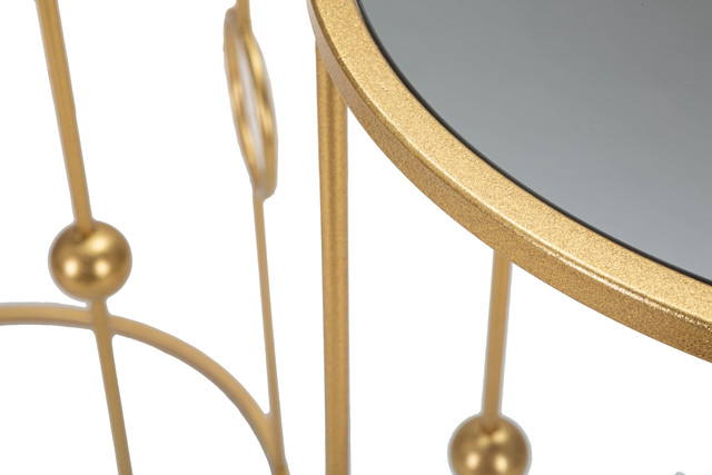 Set 2 masute Cage, Fier/MDF/Oglinda, Auriu, 100/80x50/40x50/40 cm [5]