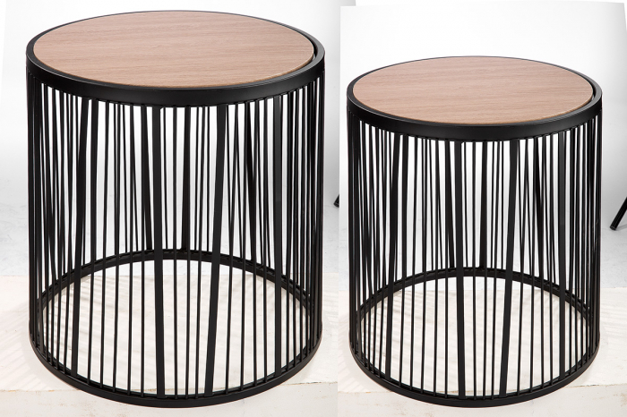 Set 2 masute, MDF/metal, maro/negru, 50x45 cm [2]