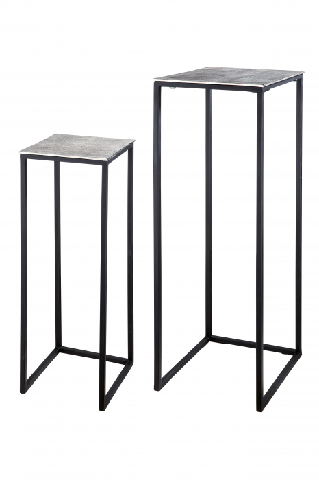 Set 2 masute Quadro, Aluminiu/Metal, Negru/Argintiu, 30x97x30 cm [4]