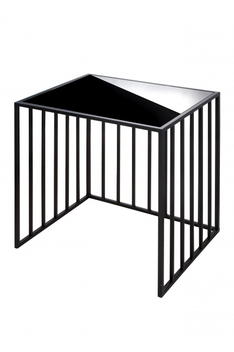 Set 2 masute Straight, Sticla/Metal, Negru, 40.5x55x50 cm [3]