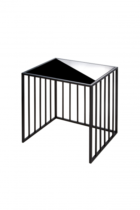 Set 2 masute Straight, Sticla/Metal, Negru, 40.5x55x50 cm [2]