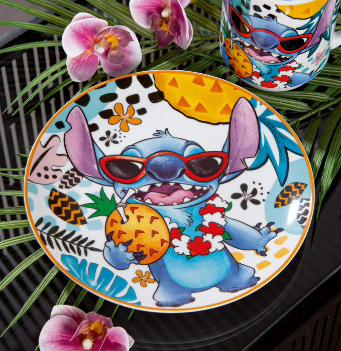 Set 2 piese, Farfurie, Stitch, Porțelan, alb, PU 3, D. 19 cm [3]