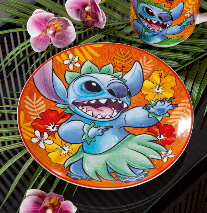 Set 2 piese, Farfurie, Stitch, Porțelan, portocaliu, PU 3, D. 19 cm [3]