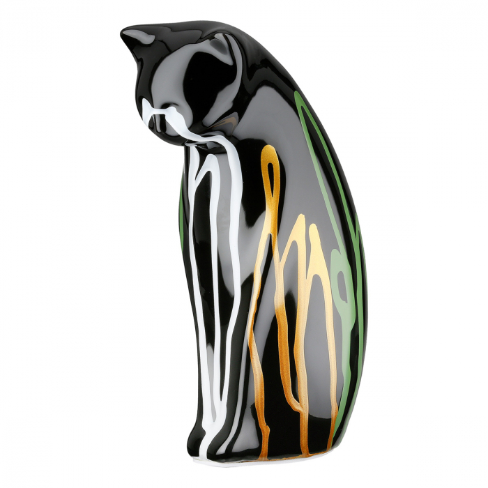 Set 2 piese, Figurină, Pisică, Scuro, Ceramica, negru, PU 1, set 2, L. 8 cm, L. 14 cm, H. 22 cm [2]