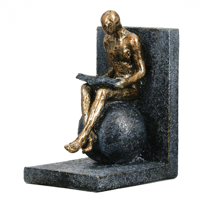 Set 2 piese, Suport cărți, Carte, Bărbat, Polirășină, gri, PU 1, L. 11 cm, L. 27,5 cm, H. 19 cm [2]