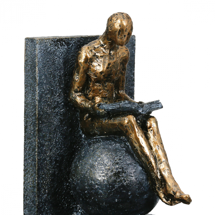 Set 2 piese, Suport cărți, Carte, Bărbat, Polirășină, gri, PU 1, L. 11 cm, L. 27,5 cm, H. 19 cm [4]