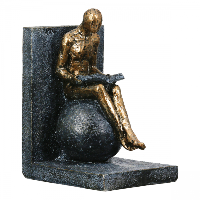 Set 2 piese, Suport cărți, Carte, Bărbat, Polirășină, gri, PU 1, L. 11 cm, L. 27,5 cm, H. 19 cm [3]