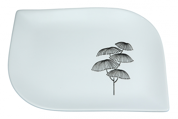 Set 2 platouri decorative Dagoba, Ceramica, Alb/Negru, 25x3x17 cm [4]