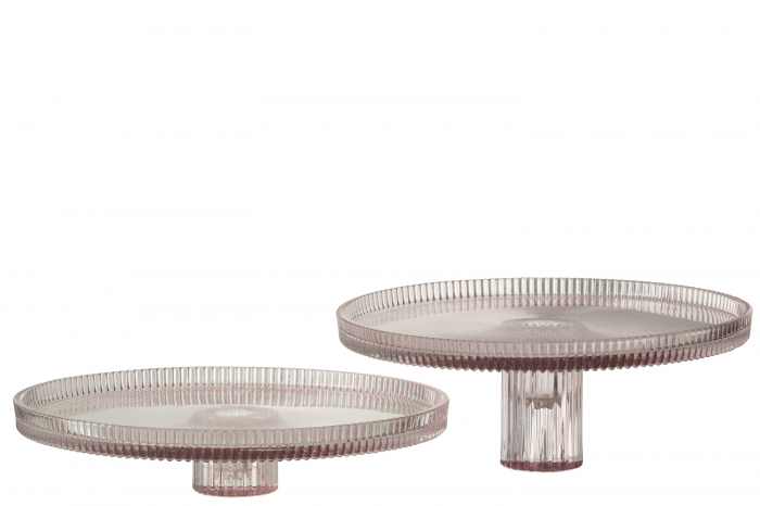 Set 2 platouri Pie, Sticla, Roz, 24.7x24.7x5.8 cm [2]