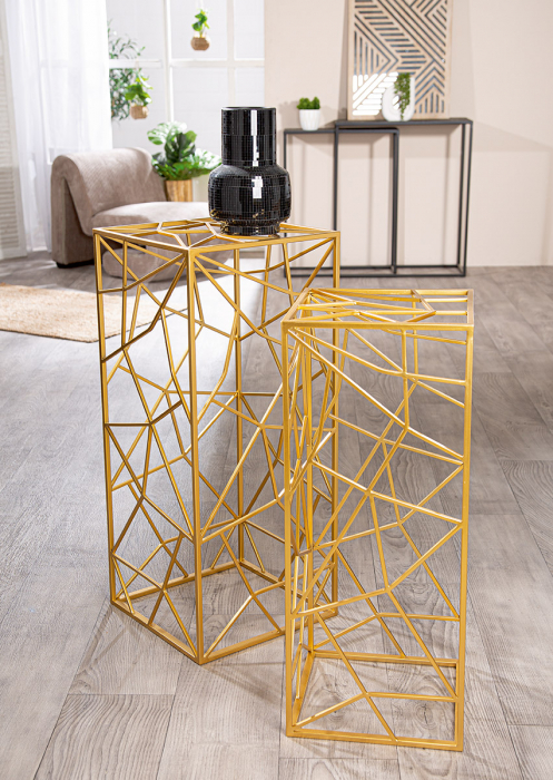 Set 2, Postament decorativ, dreptunghiular, Precise, Metal, auriu, PU 1, L. 35,5 cm, L. 35,5 cm, H. 82 cm [3]