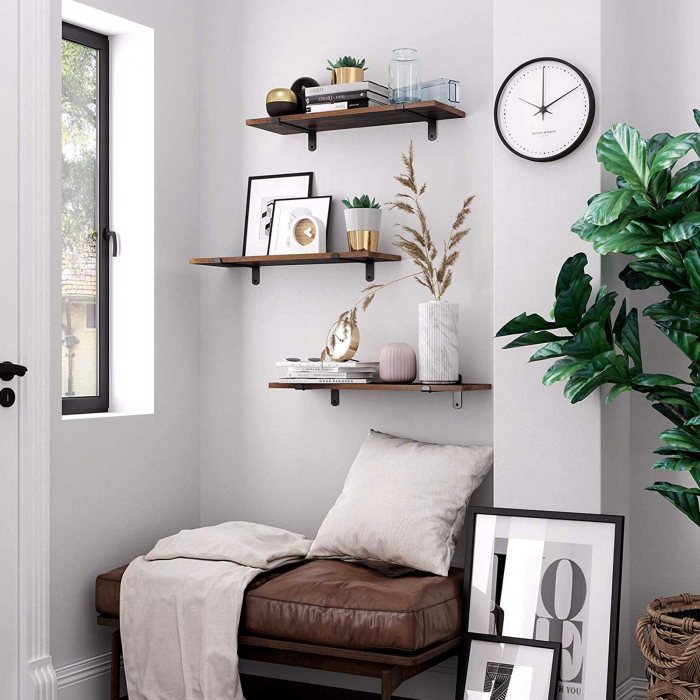 Set 2 rafturi pentru perete, MDF, 60x20x15cm [4]