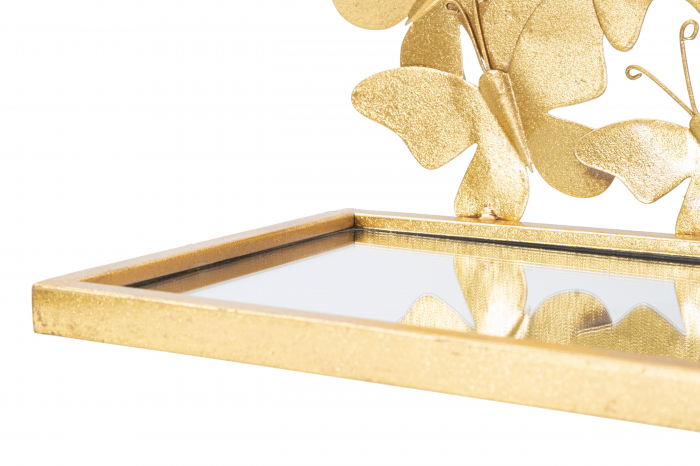 Set 2 rafturi suspendate Butterflies, Fier/MDF/Oglinda, Auriu, 16.5x43x19.2 cm [3]