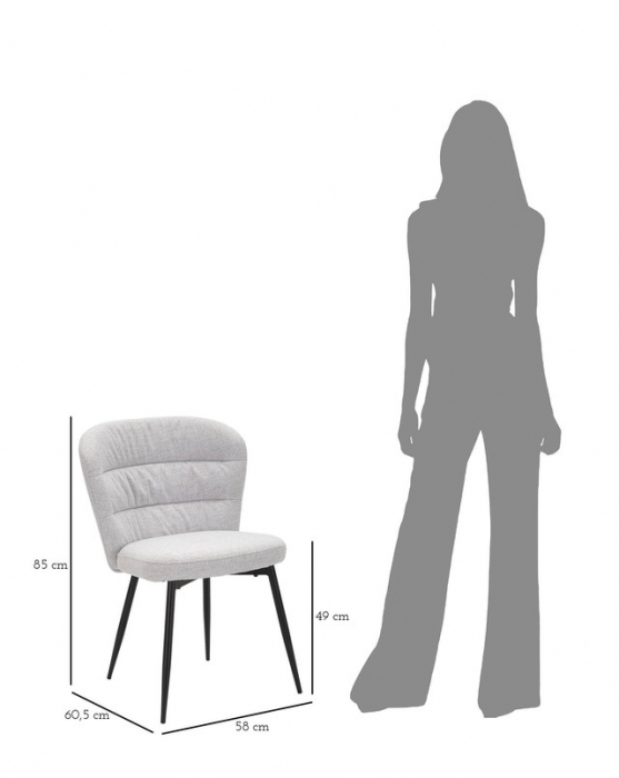 Set 2 scaune Losanna, Lemn/Metal/Fibre sintetice, Gri/Negru, 85x58x60.5 cm [10]