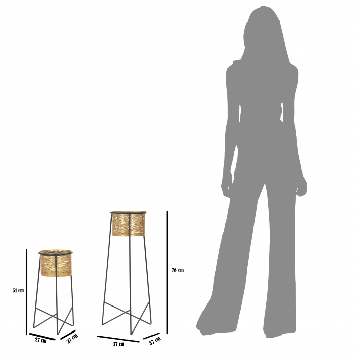 Set 2 suporturi flori COUPLE EXY, Metal, Auriu/Negru, 37x76 - 27x51 cm [6]