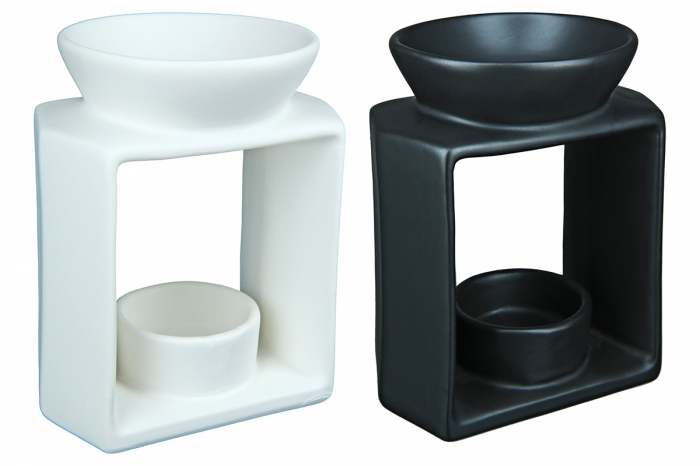 Set 2 suporturi lumanare Black and White, Ceramica, Alb/Negru, 10.5x12.5x8.5 cm [2]