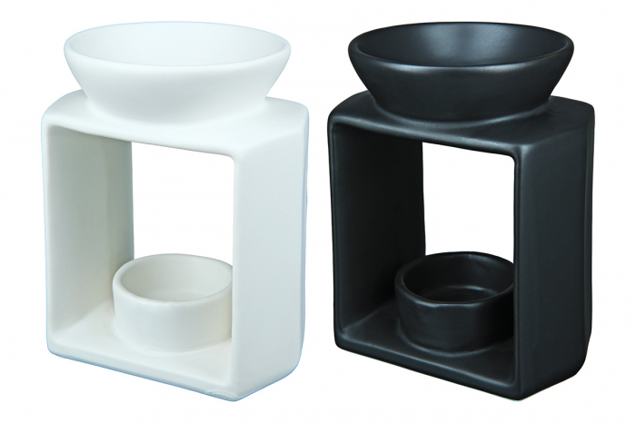 Set 2 suporturi lumanare Black and White, Ceramica, Alb/Negru, 10.5x12.5x8.5 cm [6]