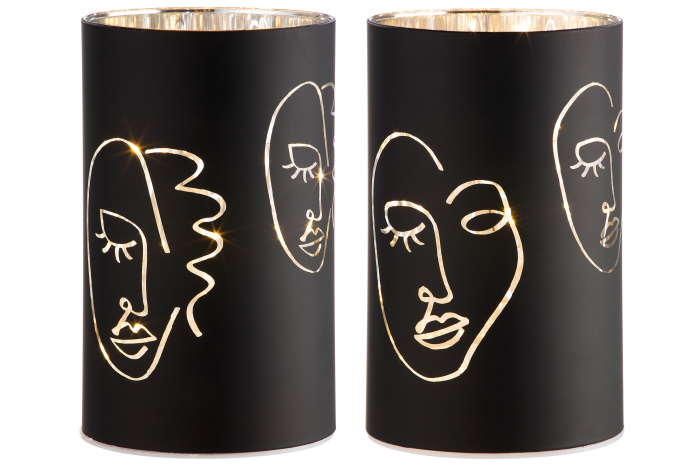 Set 2 suporturi lumanare Visione, Sticla, Negru, 14x10 cm [3]