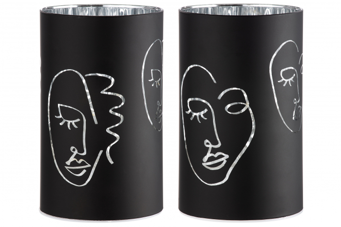 Set 2 suporturi lumanare Visione, Sticla, Negru, 14x10 cm [2]