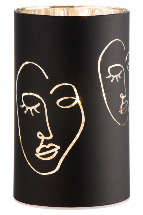 Set 2 suporturi lumanare Visione, Sticla, Negru, 19x10 cm [2]