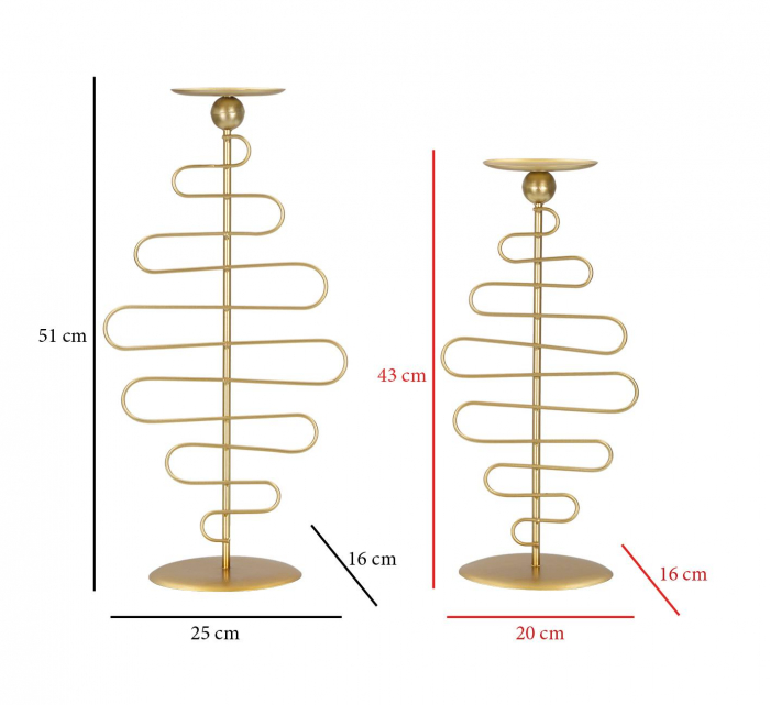 Set 2 suporturi lumanari pentru perete Alid, Fier, Auriu, 51/43x25/20x16/16 cm [2]