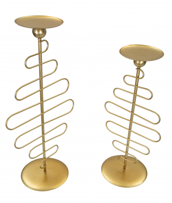 Set 2 suporturi lumanari pentru perete Alid, Fier, Auriu, 51/43x25/20x16/16 cm [6]