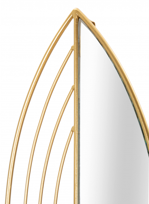 Set 2 suporturi lumanari pentru perete Leaf, Fier/Oglinda, Auriu, 41/35x18/15x13/13 cm [3]