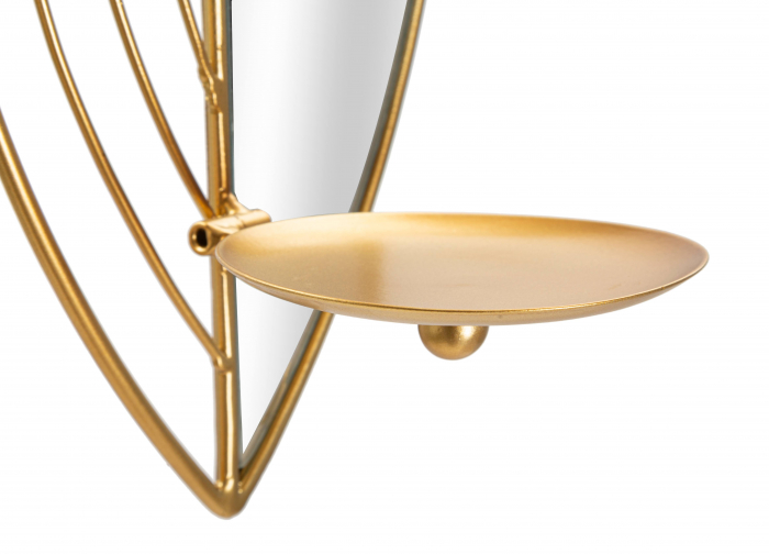 Set 2 suporturi lumanari pentru perete Leaf, Fier/Oglinda, Auriu, 41/35x18/15x13/13 cm [4]