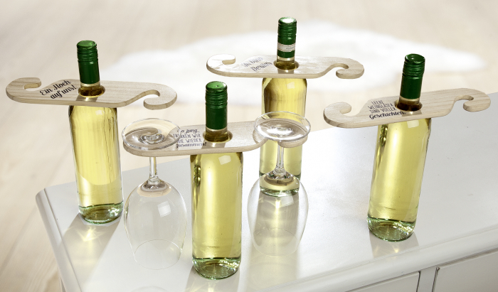 Set 2 suporturi pentru 2 pahare, lemn, maro, 26x7x1 cm [2]