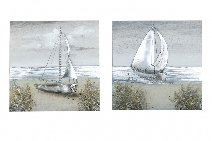 Set 2 tablouri Sailing, panza, multicolor, 50x50 cm [2]