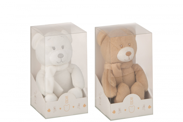 Set 2 ursuleti, Fibre sintetice, Alb/Maro, 15x10x22 cm [2]