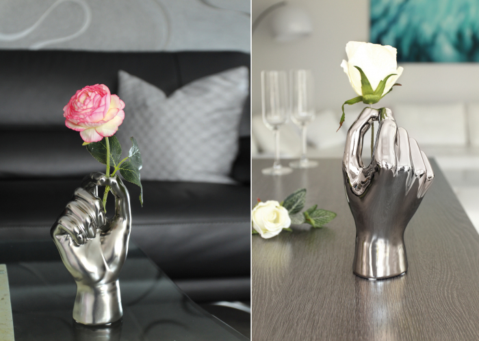 Set 2 vaze mana, ceramica, argintiu/gri, 9.5x11x20 cm [2]