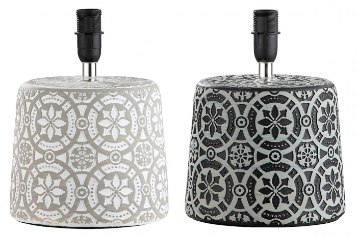Set 2 veioze Mandala, Ciment, Alb/Negru, 16.5x23x36x28 cm [3]