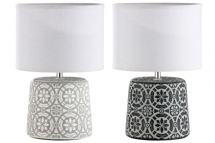 Set 2 veioze Mandala, Ciment, Alb/Negru, 16.5x23x36x28 cm [2]